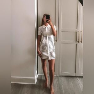 Zara Striped buttoned knit mini dress